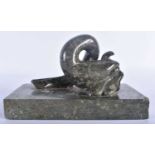 A LARGE 19TH CENTURY EUROPEAN COUNTRY HOUSE GRAND TOUR BLOODSTONE DESK WEIGHT formed as a fish