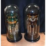 TWO GLASS DOMED BOHEMIAN GLASS LUSTRE VASES 56 X 25cm