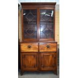 A Georgian Mahogany Secretaire glazed bookcase 230 x 115 x 55 cm.