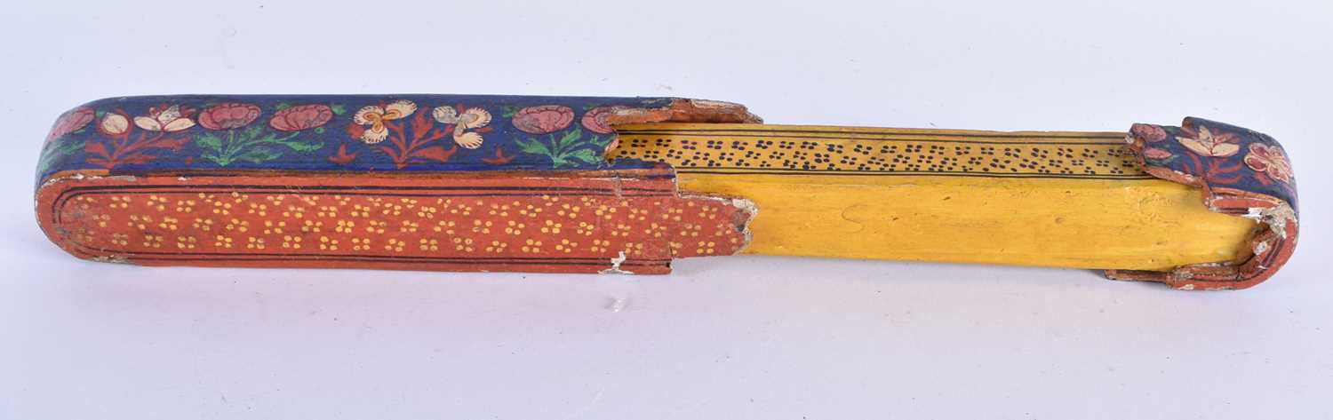 TWO 19TH CENTURY PERSIAN LACQUERED PEN BOXES Qualamdan, one painted with figures within an interior, - Image 3 of 7