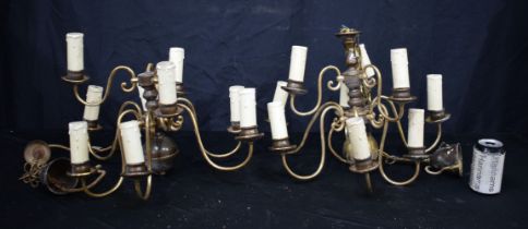 Two bronzed metal Chandaliers 34 cm (2).