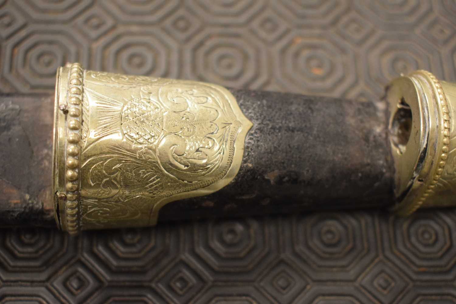 AN ANTIQUE SCOTTISH DIRK DAGGER inset with cairngorms. 44 cm long. - Image 9 of 13