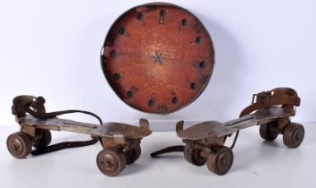 A pair of Vintage Roller skates together with an antique German game 27 cm (2).