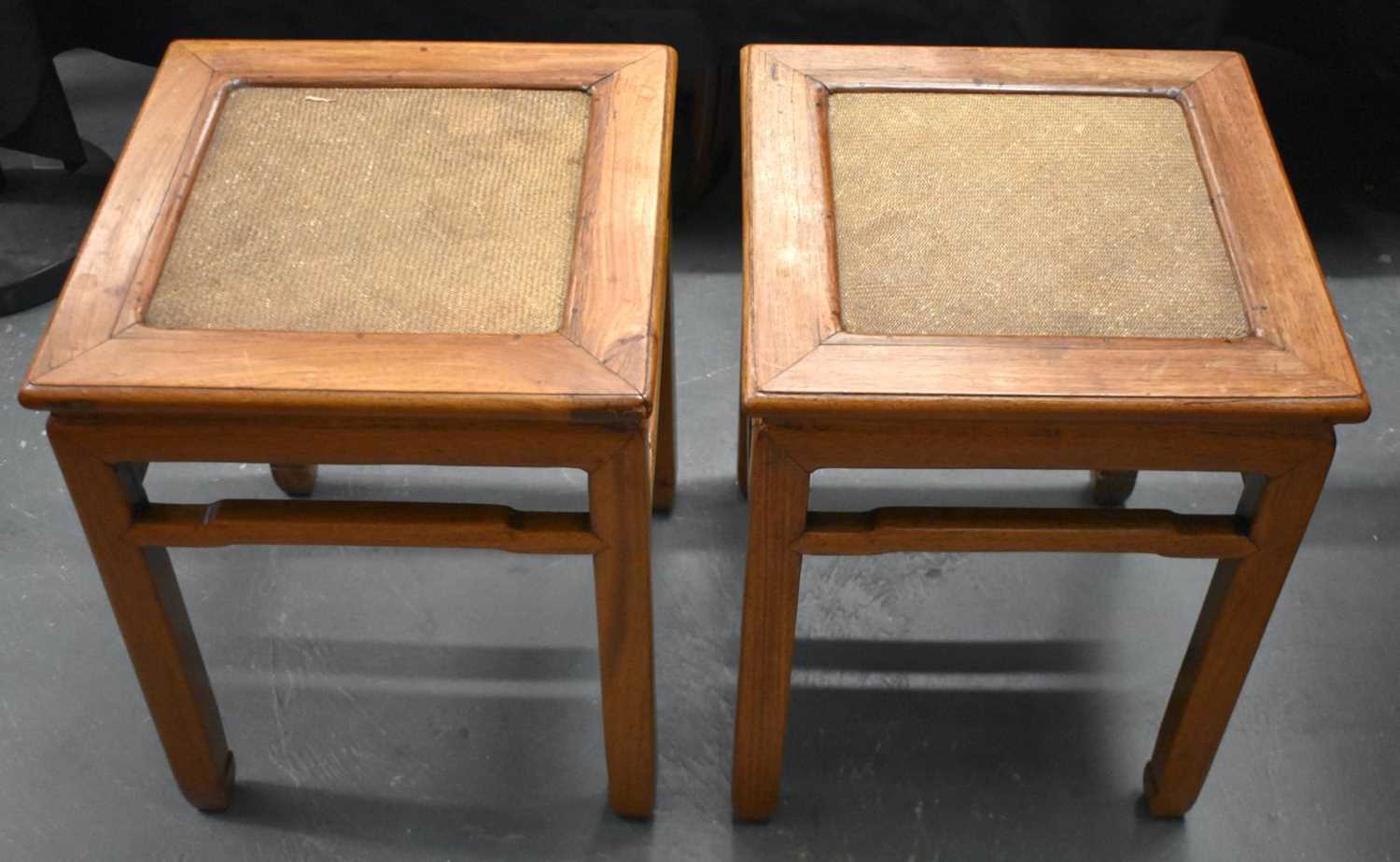 A PAIR OF 19TH CENTURY CHINESE CARVED HARDWOOD STANDS. 50 x 40cm