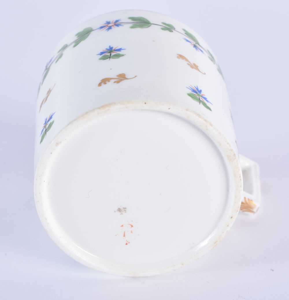 Derby coffee can and saucer, impressed to saucer painted with cornflowers and a Hamilton flute - Image 7 of 7