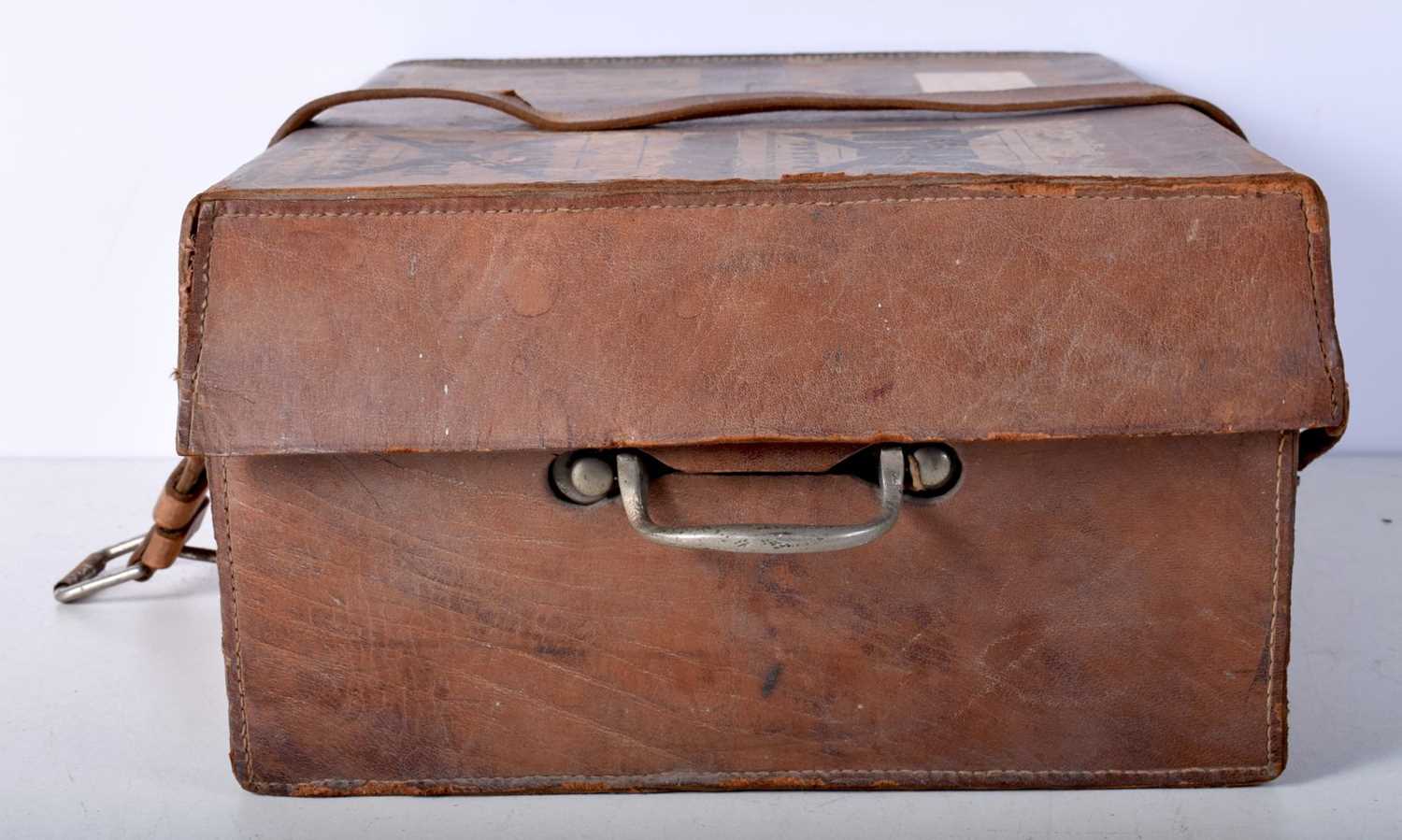 A Vintage metal Cash box fitted within a leather case 17 x 40 x 30cm - Image 7 of 12