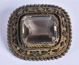 A Middle Eastern Silver Gilt Brooch set with a large Citrine. Stamped Made in Israel Silver 935, 4.