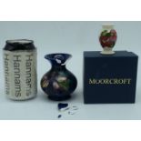 Boxed Moorcroft Seasonal Flower Collection Poinsettia Miniature Vase 2020 together with a Slipper