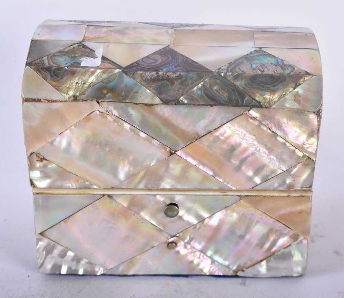 A LATE 19TH CENTURY CARVED MOTHER OF PEARL TRAY together with a similar casket & two other boxes - Image 2 of 6