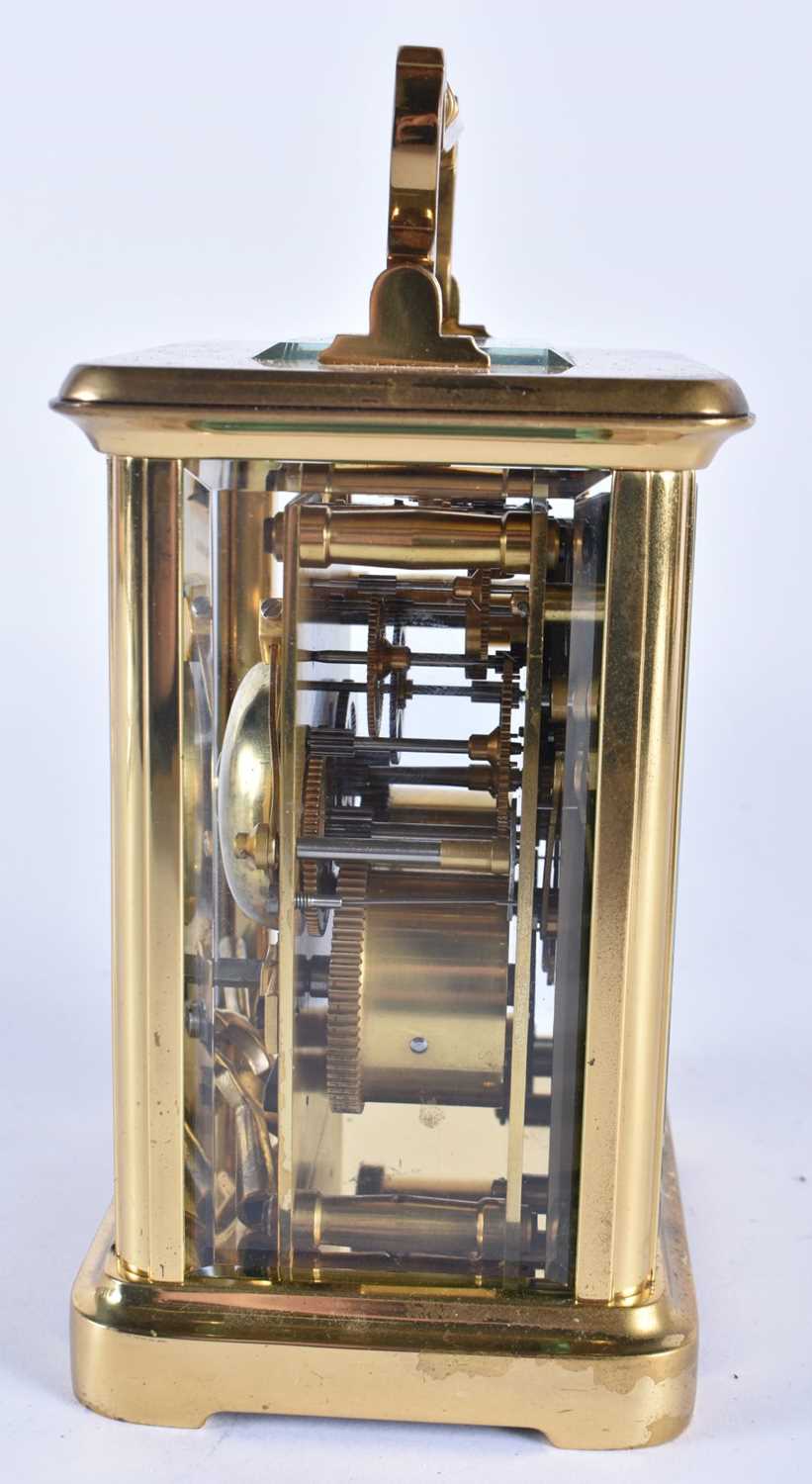 A OCLEE & SON CARRIAGE CLOCK. 17 cm high inc handle. - Image 5 of 7