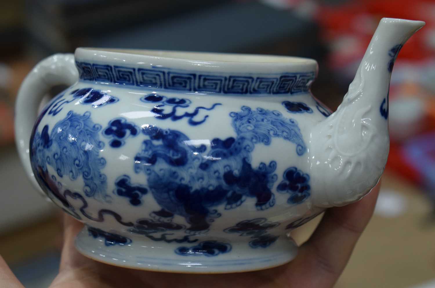 A Chinese porcelain blue and white Tea pot together with a Yixing Teapot 11cm (2). - Image 15 of 22