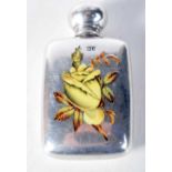 AN ANTIQUE ENGLISH SILVER AND ENAMEL SCENT BOTTLE. 34 grams. 7 cm x 4 cm.