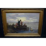 M. Fenwick (British, 19th Century) Oil on canvas "The Toy boat" Christy's label to rear 50 x 76. cm