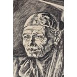 P A Adams (C1970) Charcoal sketch, Miner. 62 cm x 52 cm.