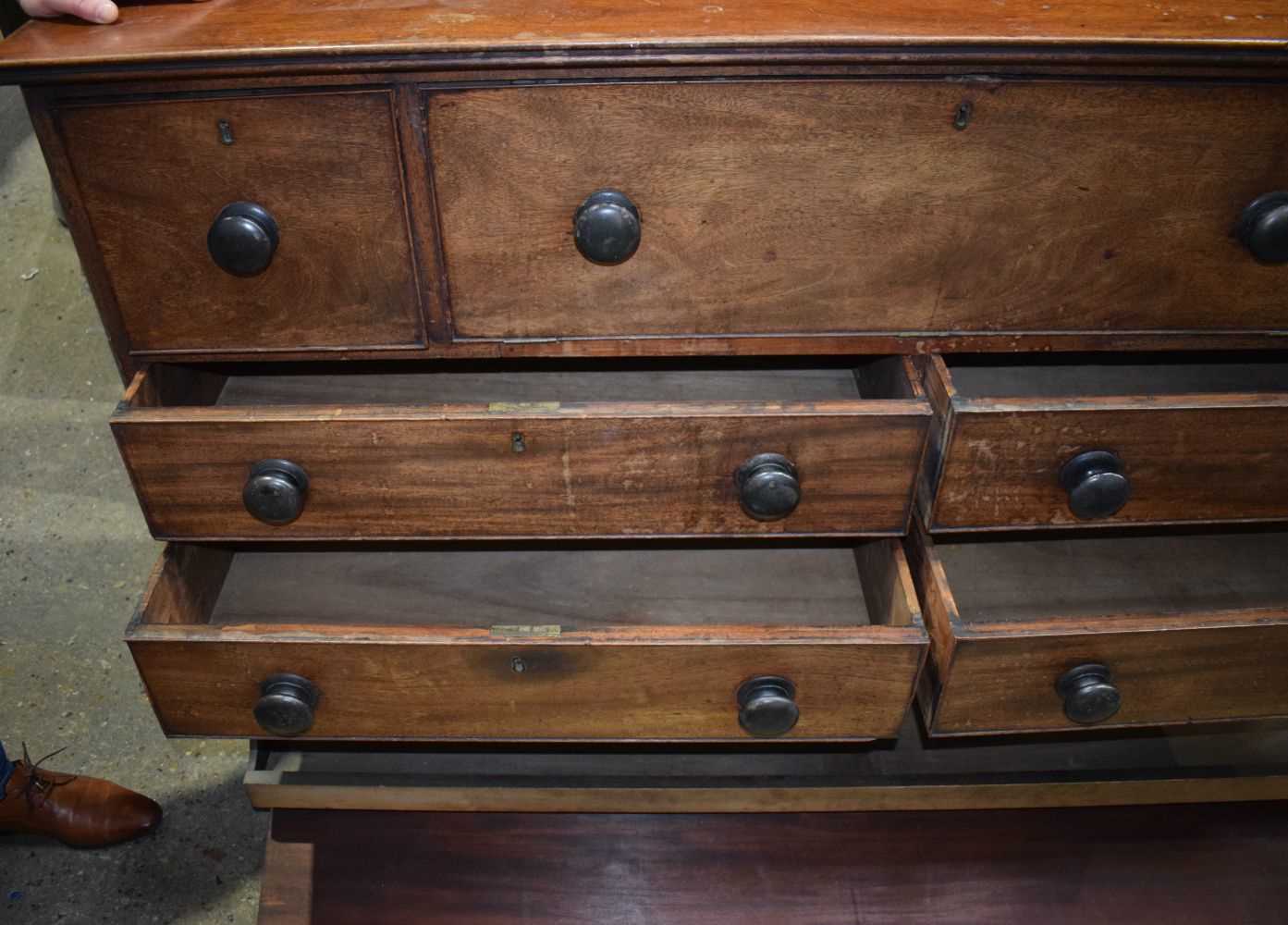An impressive antique mahogany dresser with 6 drawers and two large front opening cabinets 108 x 164 - Image 7 of 16