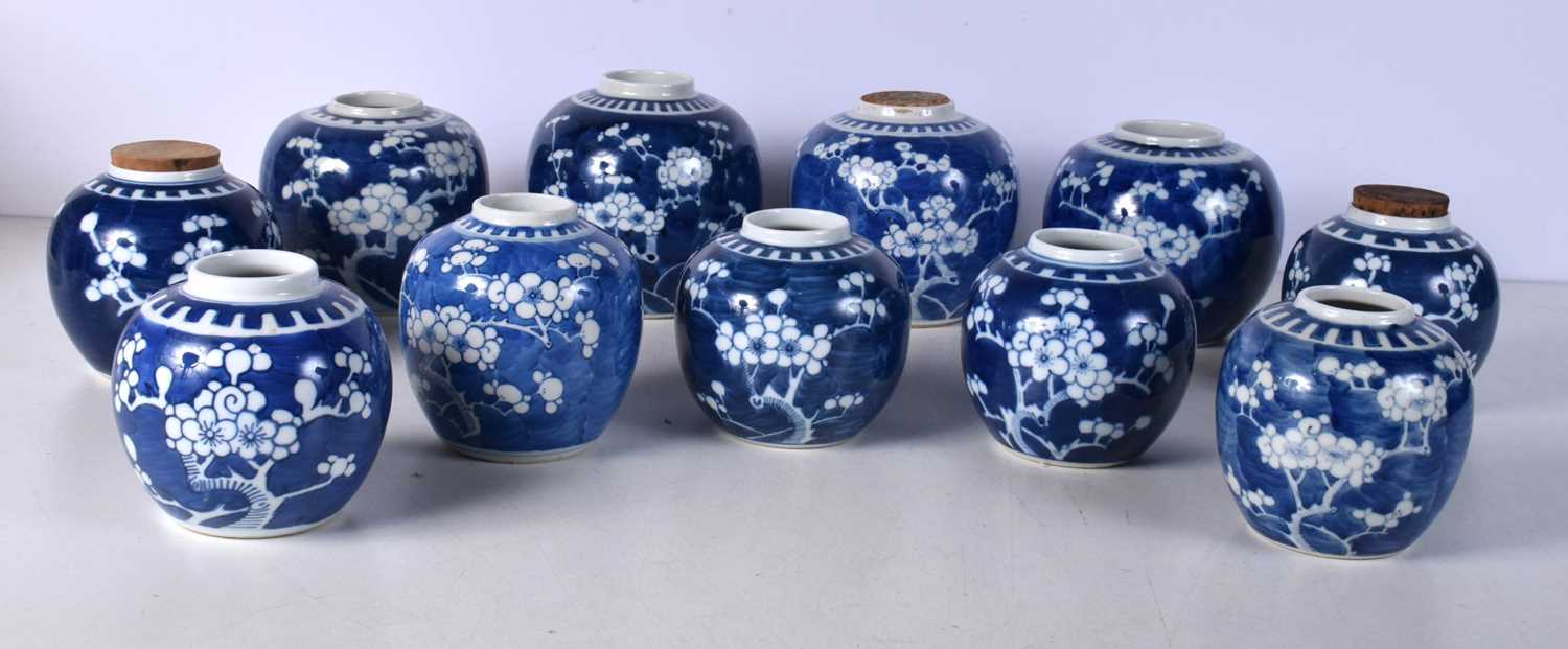 A collection of 19/20th Century Chinese Porcelain Ginger jars 12.5 cm (11) - Image 2 of 4