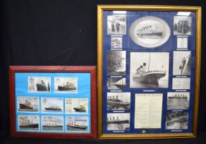 A framed collage of the voyage of the Titanic together with a collection of framed Titanic prints 78
