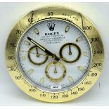 A Contemporary Rolex style dealership clock 33 cm.