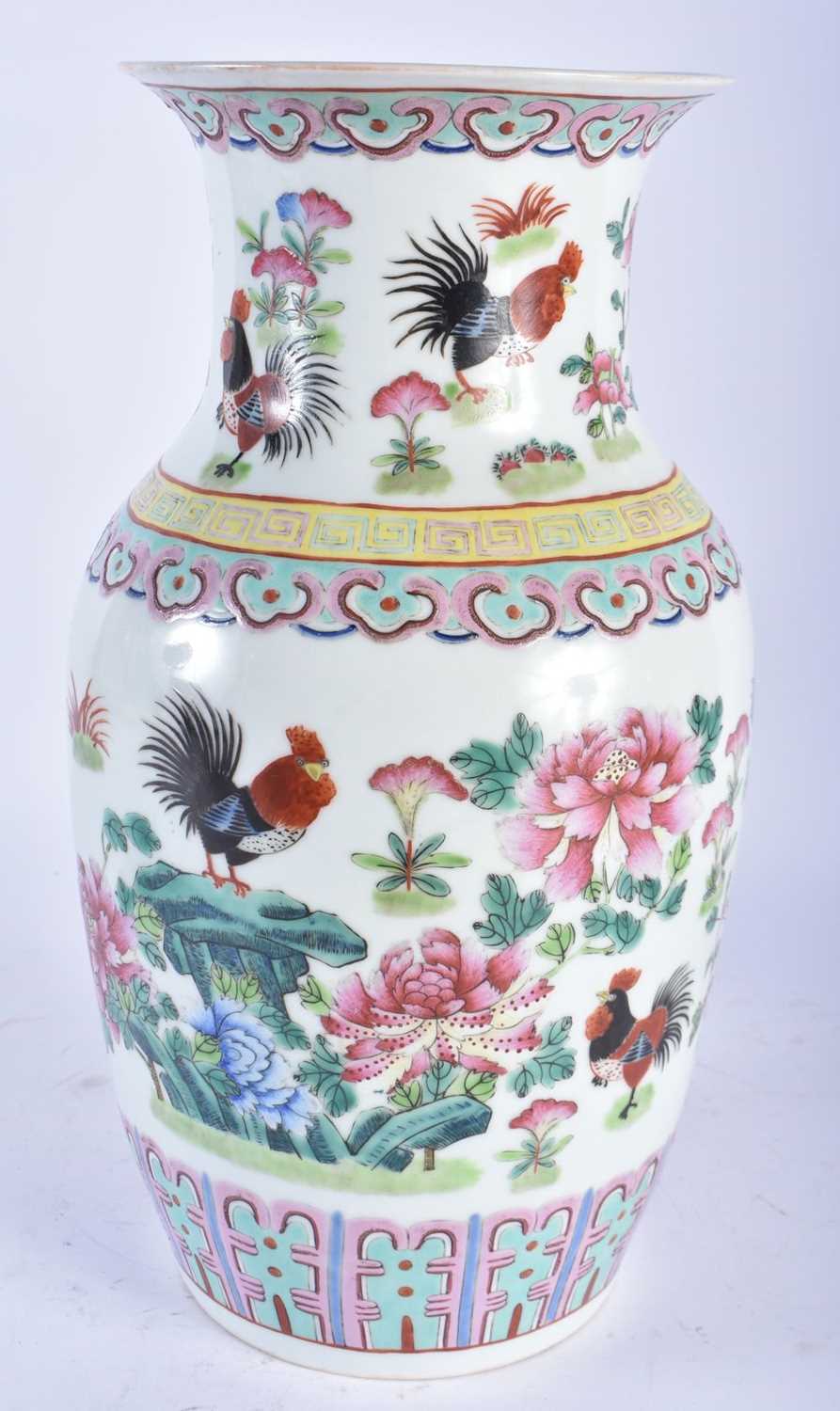 AN EARLY 20TH CENTURY CHINESE FAMILLE ROSE PORCELAIN FOWL VASE Late Qing/Republic. 35 cm x 18cm. - Image 3 of 13