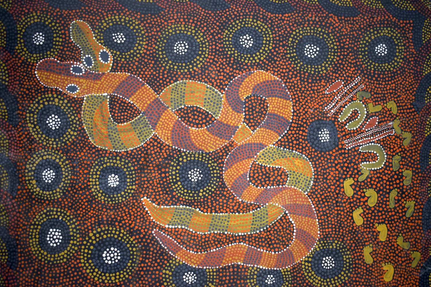 A framed Australian Aboriginal Dot art oil on canvas 55 x 76 cm - Image 5 of 6