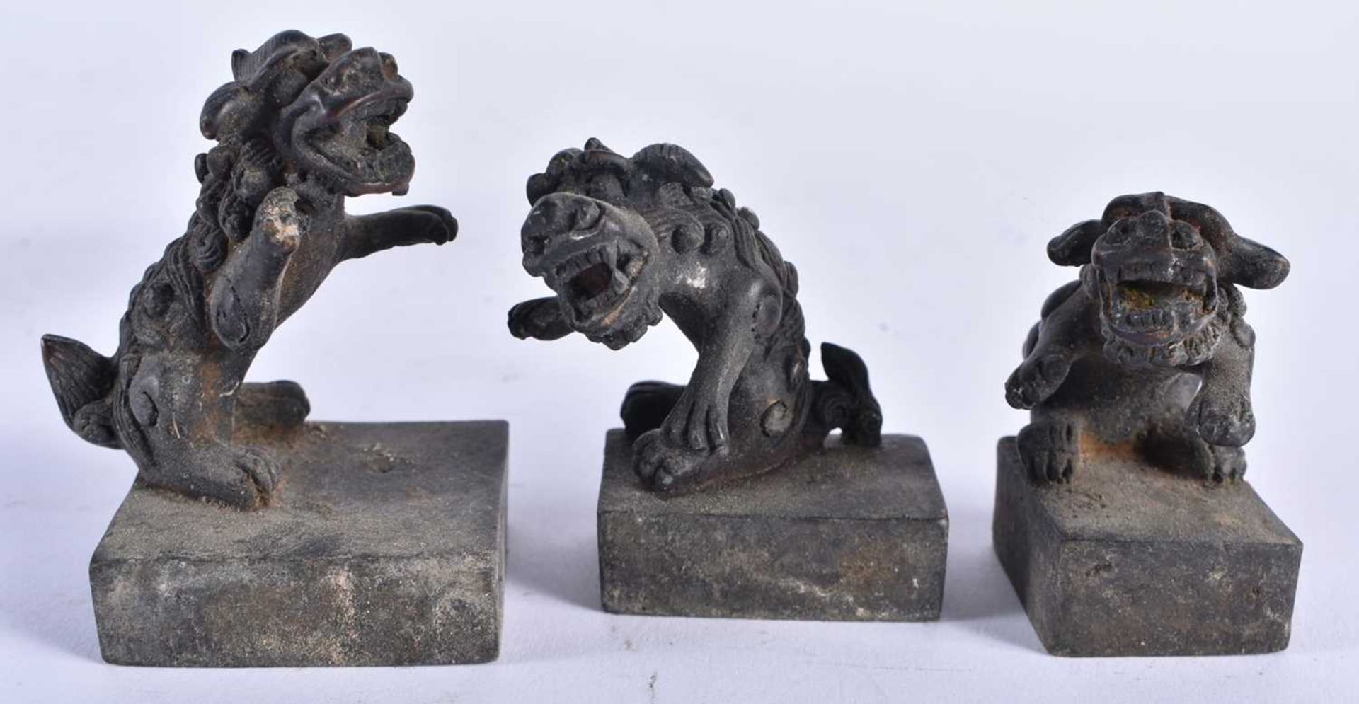 A CHINESE BRONZE BUDDHISTIC LION SEAL SET 20th Century. 13 cm x 9 cm. - Image 3 of 8