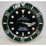 A Contemporary Rolex style dealership clock 33 cm.