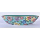 A CHINESE FAMILLE ROSE TURQUOISE GLAZED DISH 20th Century. 25cm x 14 cm.