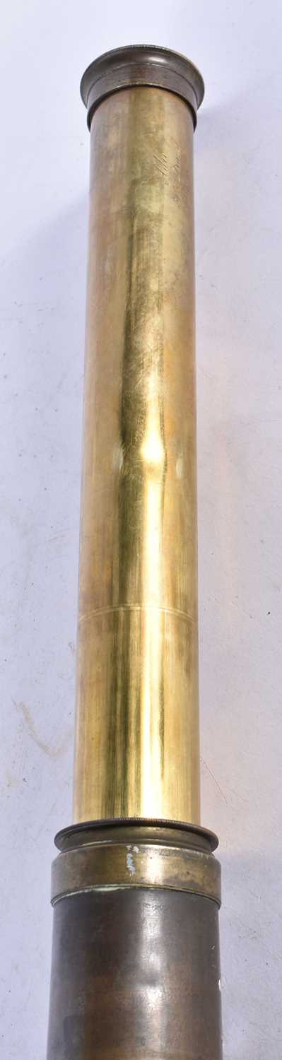 A Very Large Antique Brass 1 Drawer Telescope. 110cm long (folded). 138cm (extended), Lend 7.5cn - Image 3 of 3
