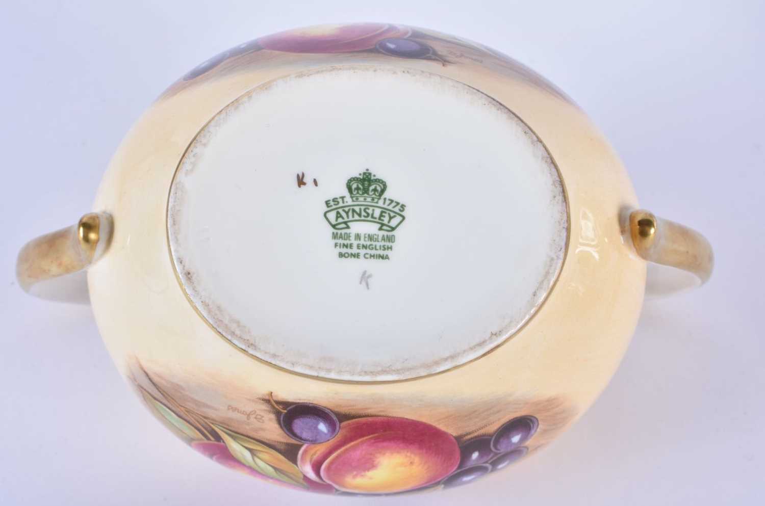 Coalport plate painted with fruit, signed M. Bates, Aynsley fruit decorated sucrier and plate signed - Image 6 of 11