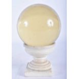 A 19TH CENTURY GRAND TOUR CARVED PEDESTAL MARBLE STAND holding aloft a period crystal glass bowl. 15