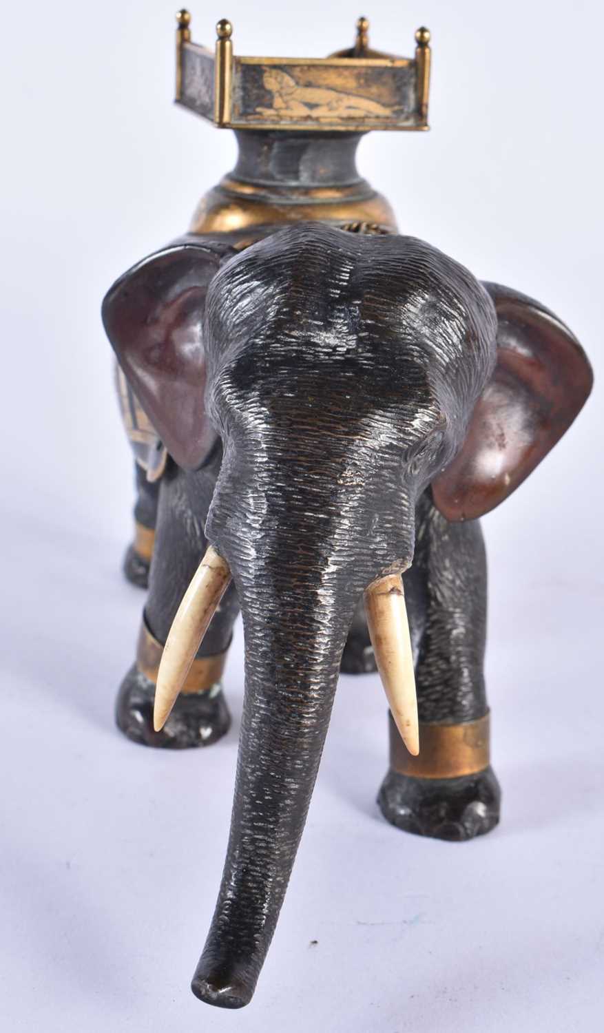 A RARE 19TH CENTURY JAPANESE MEIJI PERIOD EGYPTIAN REVIVAL BRONZE ELEPHANT OKIMONO embellished - Image 2 of 6