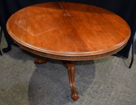 An early 20th Century Mahogany tilt top breakfast table on casters 76 x 118 cm.