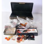A Collection of Reclaimed Agate, Coral, Semi Precious Gems etc (qty)