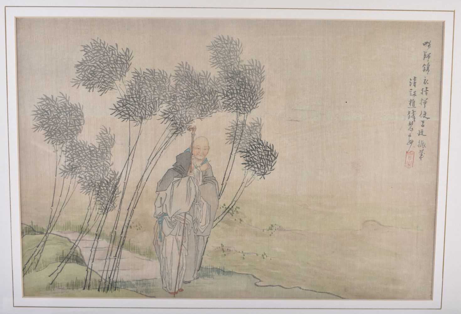 Attributed to Qian Hui'an (1833-1911) 3 x Watercolours, Figures within landscapes. 60 cm x 42 cm. - Image 9 of 38