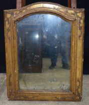 An antique gilt wood framed mirror 90 x 69 cm.