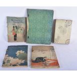 A LATE 19TH/20TH CENTURY JAPANESE MEIJI PERIOD WATERCOLOUR FOLIO together with four other similar