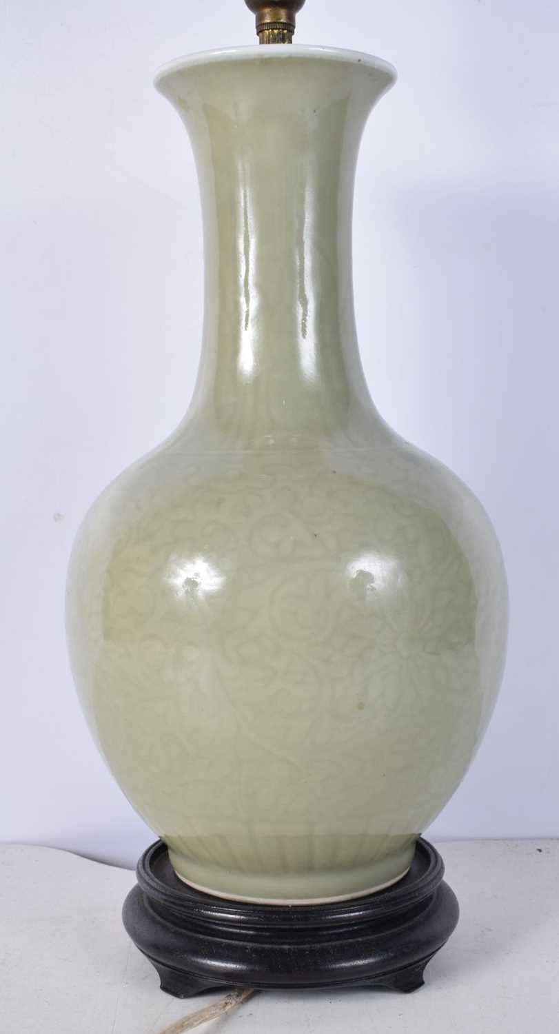 A Chinese Porcelain Celadon lamp base 34 cm. - Image 3 of 4