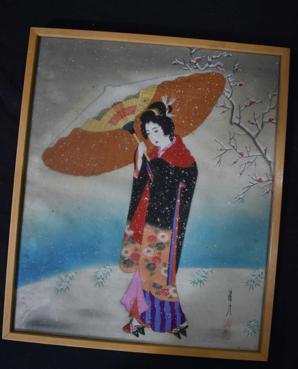 A group of Chinese watercolours and mixed media pictures of figures and birds - Image 9 of 38