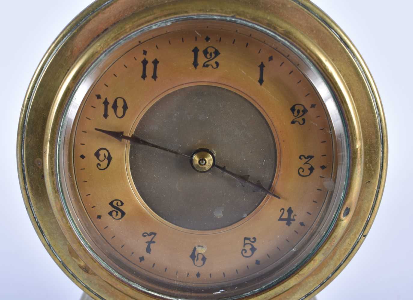 AN ANTIQUE FRENCH BRONZE MANTEL CLOCK of padlock type form. 21 cm x 10 cm. - Image 2 of 6