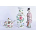 A 19TH CENTURY CHINESE CANTON FAMILLE ROSE TEAPOT AND COVER Qing, together with a famille rose