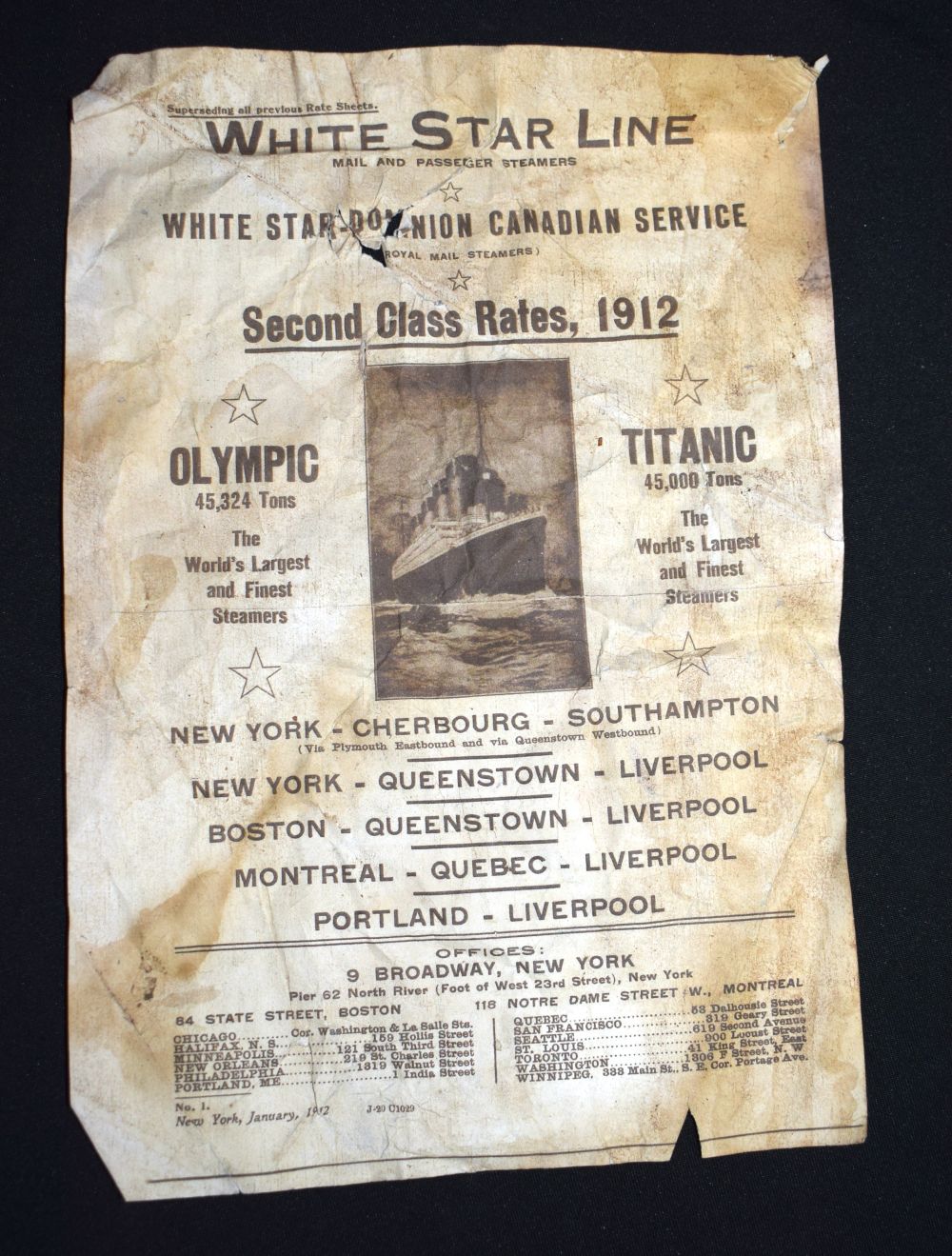 A collection of Titanic ephemera copy of The Daily Mirror, Poster, White Star line advertisement, - Image 13 of 14