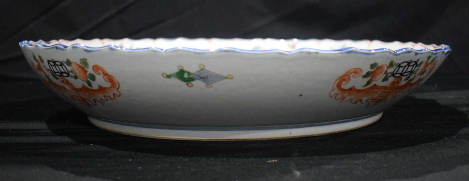 A large 20th Century porcelain Famille Verte charger decorative with figurers 7 x 41 cm. - Image 3 of 8