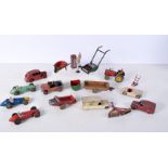 A collection of Dinky models , cars, tractors, Lawn mower etc (18).