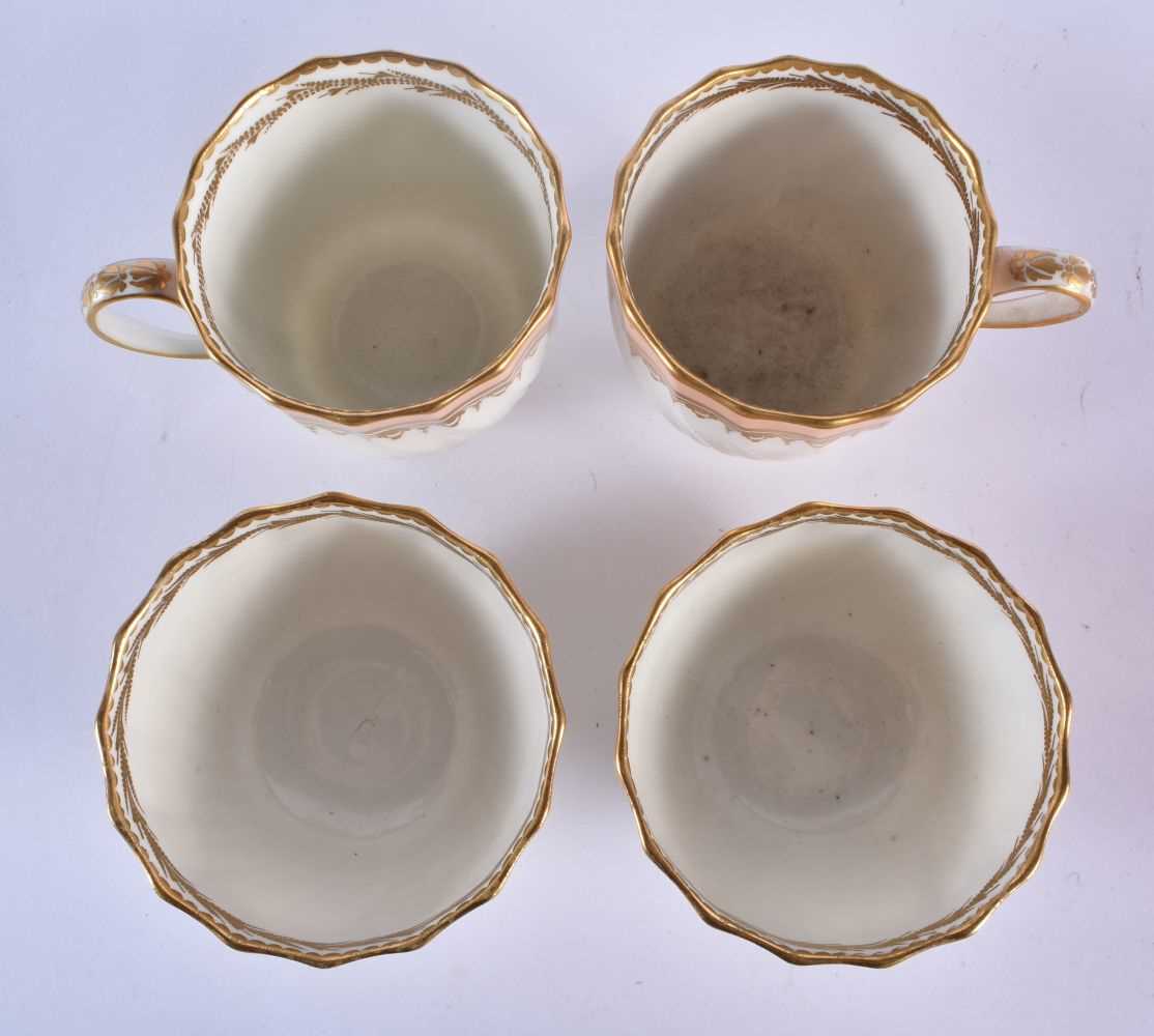 Derby pair of acanthus moulded teabowls, coffee cups and saucers with teardrop gilding under a - Image 5 of 6