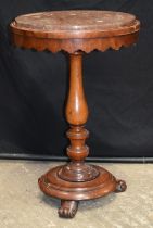 A 19th Century Pedestal Marble topped circular side table 72 x 47.5 cm.
