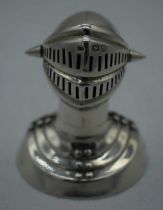 A VERY RARE LATE VICTORIAN NOVELTY SILVER MEDIEVAL HELMET possibly a table salt. London 1895. 66