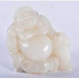 A CHINESE CARVED WHITE JADE BUDDHA 20th Century. 6 cm x 4.5 cm.