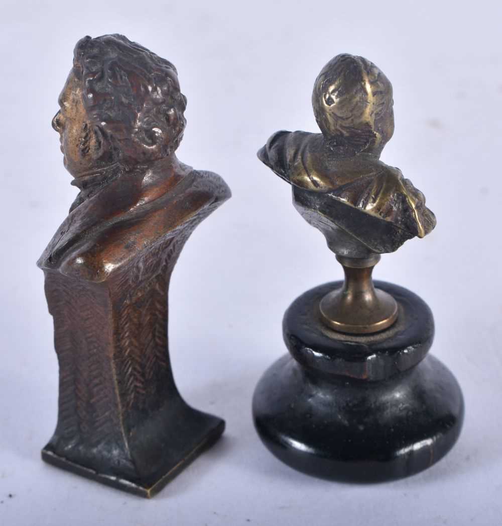 A Miniature Bronze Bust of Schubert together with another Classical Bronze of a Roman Emperor on a - Image 2 of 2