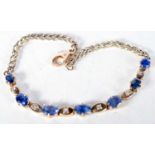 A Gold, Diamond and Sapphire Bracelet. 17cm long, weight 5.7g