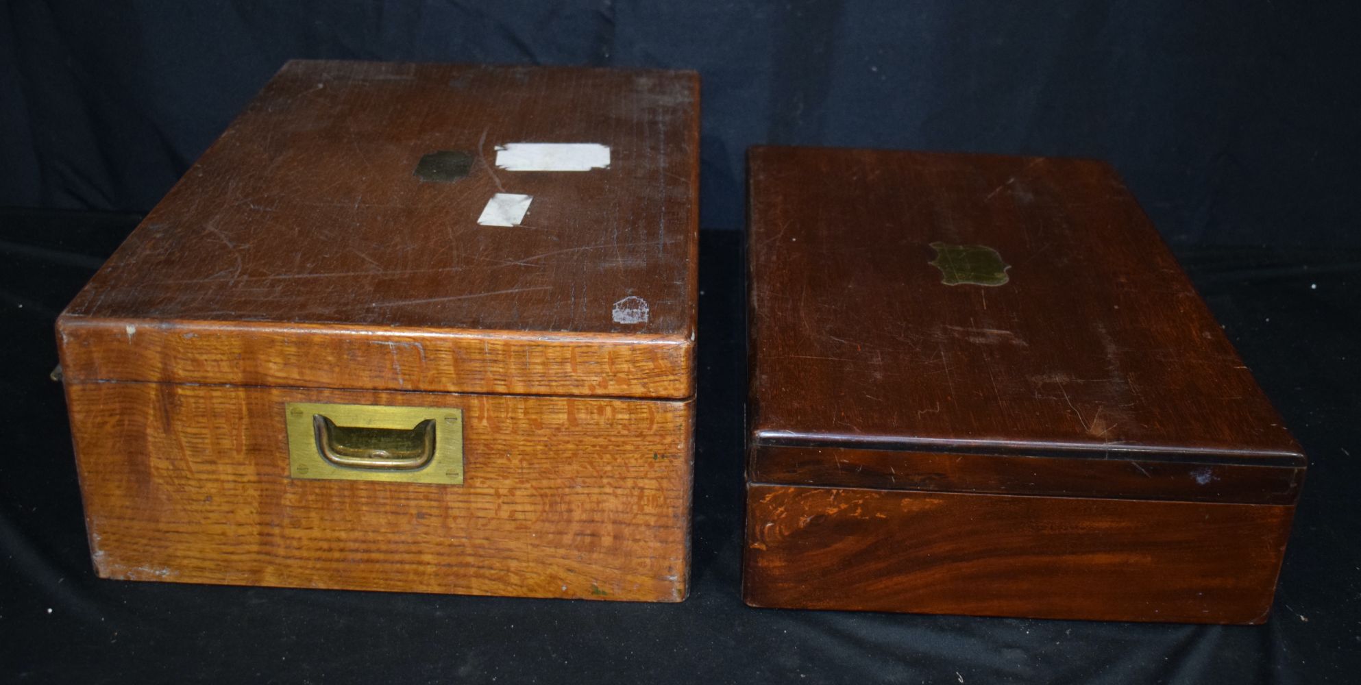 A collection of antique wooden cutlery boxes largest 14 x 50 x 37 cm. - Image 12 of 14